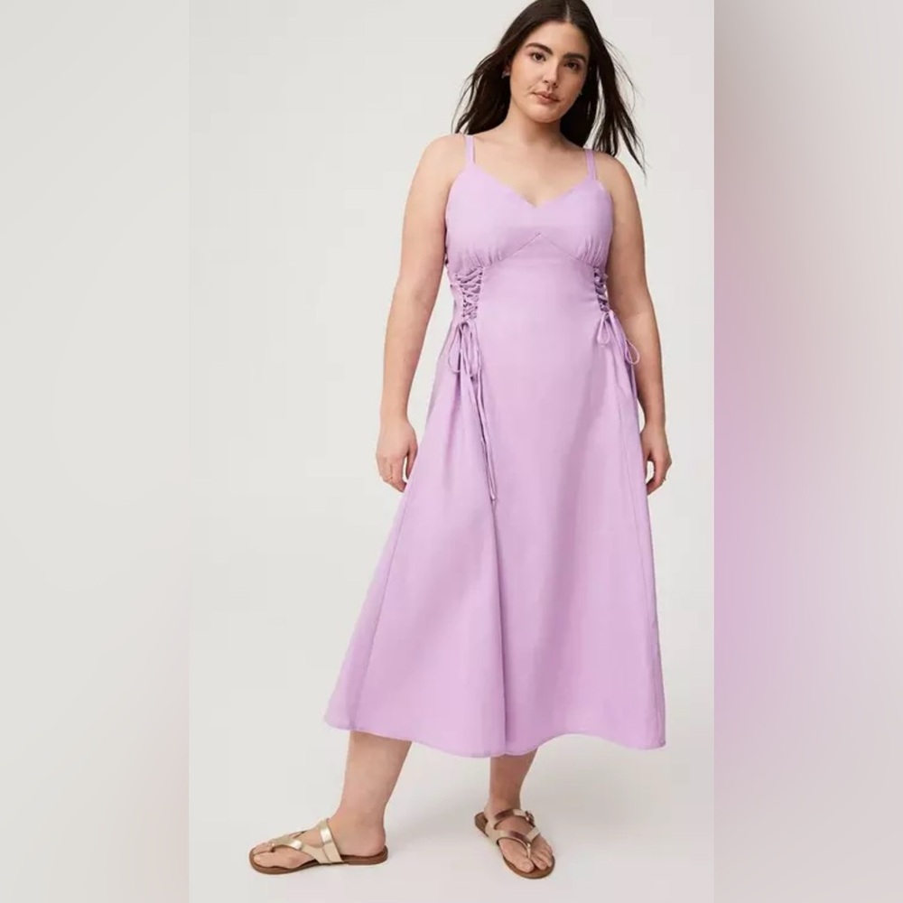 Torrid Light Purple Lace-Up Tea Length Dress